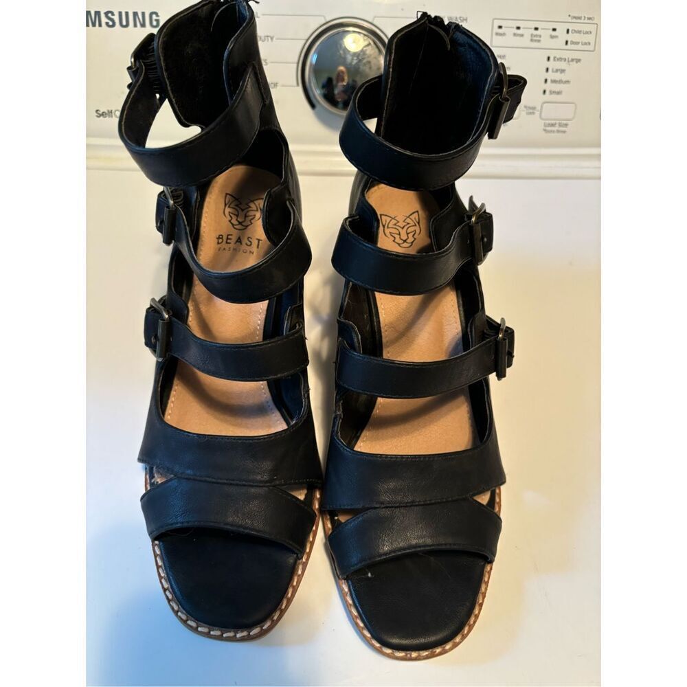 BEAST FASHION Black Strappy Gladiator Sandals